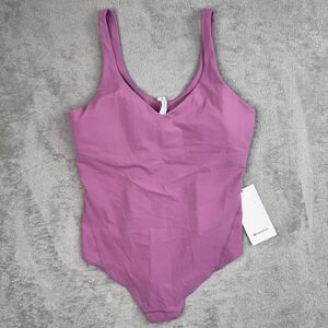 Lululemon Align Bodysuit Womens 14 Purple Lycra Stretch Built In Bra Shapewear